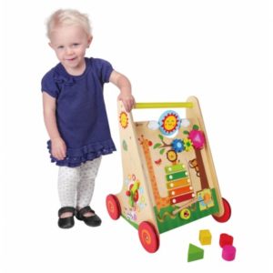 CW3326 Dětský dřevěný vozík - safari zvířátka