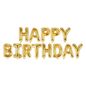 FB6M-019 Party Deco Set fóliových balónů Happy Birthday - Zlatý
