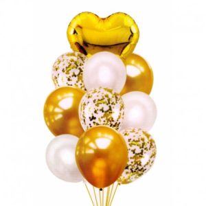 5859_6 Mix balonů v odstínu zlaté 10 ks