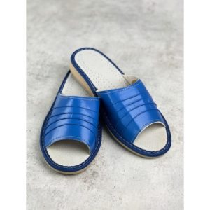 8596 DR Dámské kožené pantofle 78 modré 41