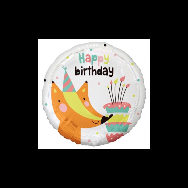 149258 DR Fóliový balón - Happy Birthday Fox - 46cm