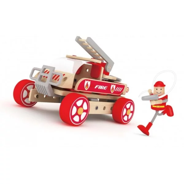 CW3807 Dřevěné stavební bloky - Hasičské auto 53ks