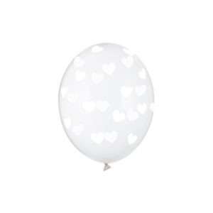 SB14C-228-099W-6 Party Deco Čiré balóny se srdíčky - Crystal Clear - 30cm