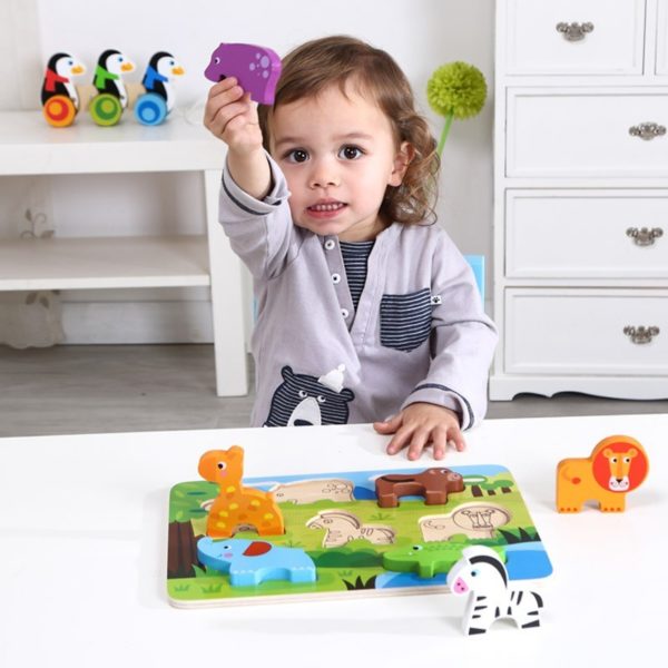 TKC394 3D detské drevené puzzle - Animal 7ks