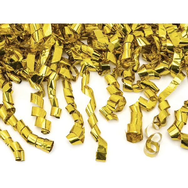 TUKSE40-019M Party Deco Konfetové dělo 40 cm - kudrnaté konfety Zlatá