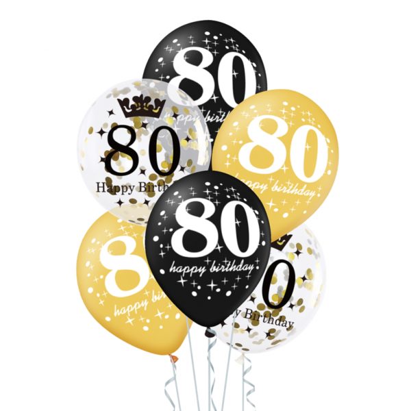 400158 GRABO Set balonů - "Happy Birthday" s číslem - 30cm (6ks) 80