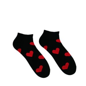 HESTY Veselé ponožky Hesty - Srdíčko černé - kotníkové 43-46