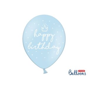 SB14P-244-011-6 Party Deco Balóny Happy Birthday - pastelová modrá 30cm