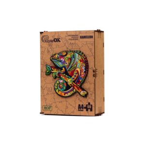 017464 3D dřevěné puzzle handmade - Chameleon A4