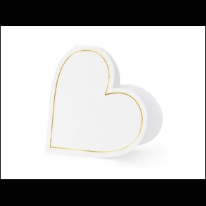 WS7 Party Deco Svatební jmenovky - Srdce se zlatým lemem - Bílé