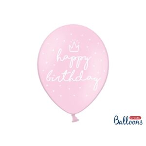 SB14P-244-081J-6 Party Deco Balóny Happy Birthday - pastelová růžová 30cm