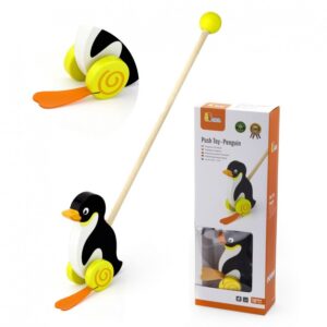 509620 Dřevěný tučňák na tlačení - Viga Toys