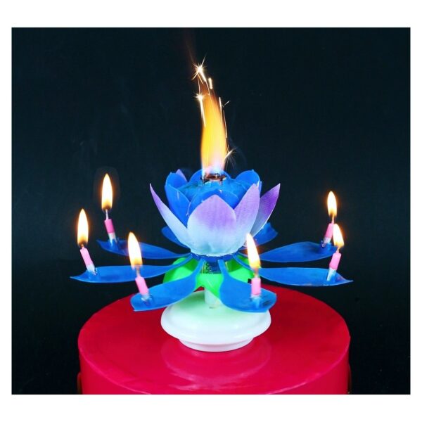 616610 DR Hrající narozeninová svíčka - Lotosový květ Modrá