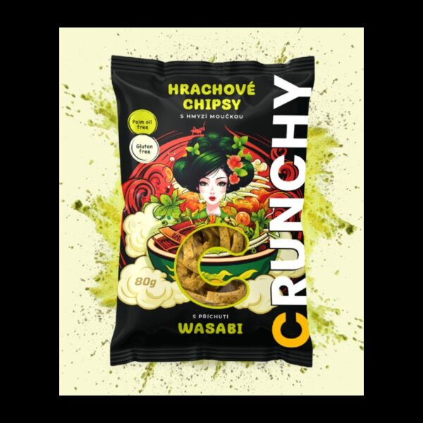 Crunchy hrachové chipsy s hmyzí moučkou WASABI 80 g