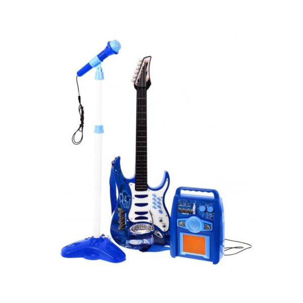 ZMU.HK-8010D Elektrická kytara + mikrofon + zesilovač Modrá