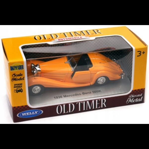 008751 Kovový model auta - Old Timer 1:34-1936 Mercedes-Benz 500K (Open Top) Žlutá