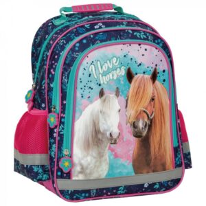088065 Derform Dětský dvoukomorový batoh - Pink horses