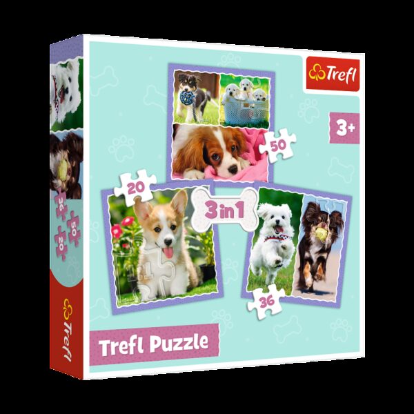 34854 Dětské puzzle - Sweet dogs - 3v1