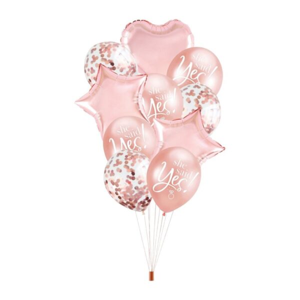 460406 Foliový balón - She said yes - rose gold - sada 10ks