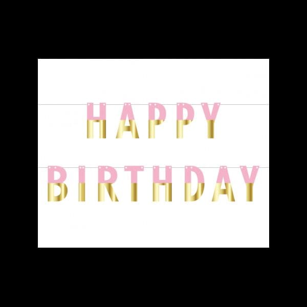 PF-GURZ Godan Narozeninová girlanda - Happy Birthday - M/R - 160cm Růžová