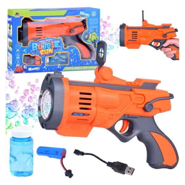 ZA4962O Elektrická bazuka na mýdlové bubliny - Happy Childhood Oranžová