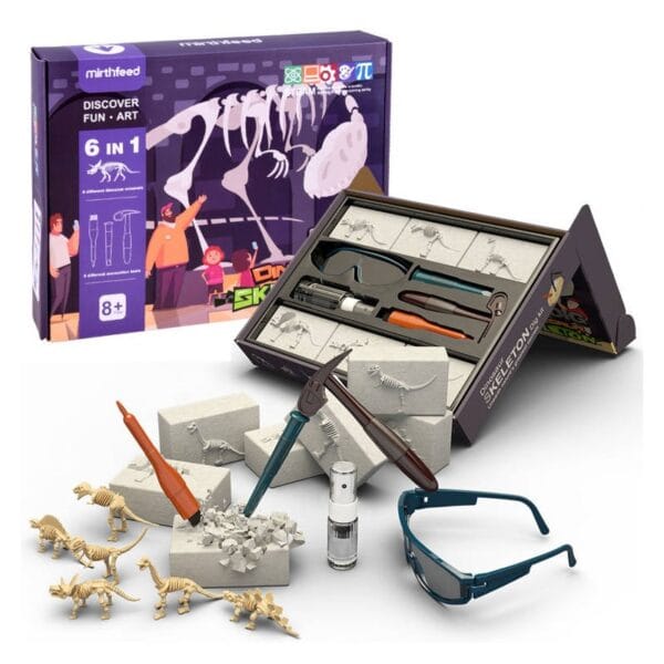 ZA4393 Sádrové vykopávky pro děti - Dino Skeleton 6v1