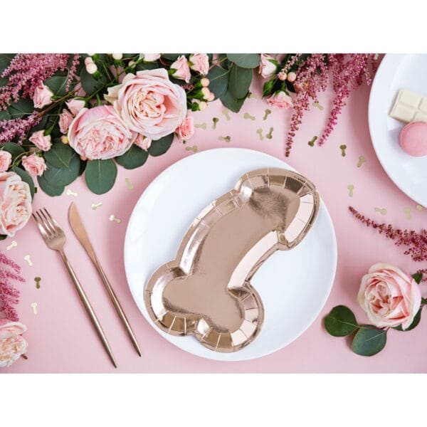 TPP70 Party Deco Papírové podtácky - Penis - růžové zlato