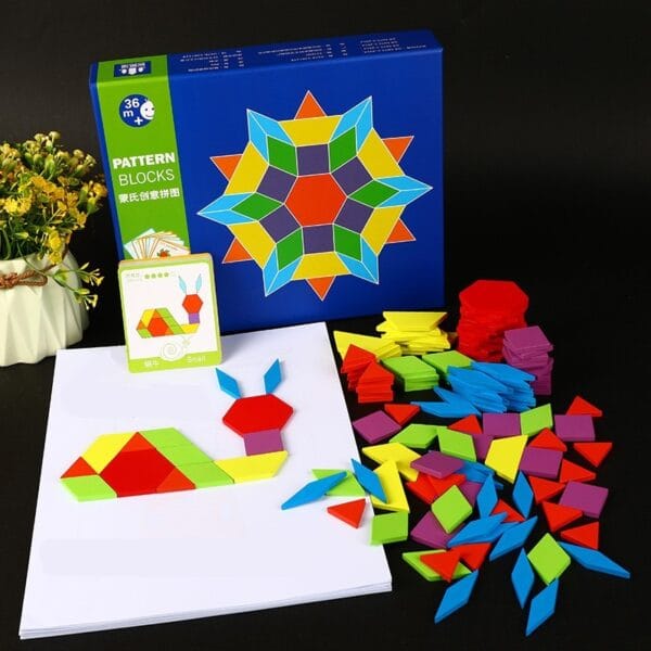KZ0864 DR Dřevěné skládací puzzle - Tangram 130 dílů