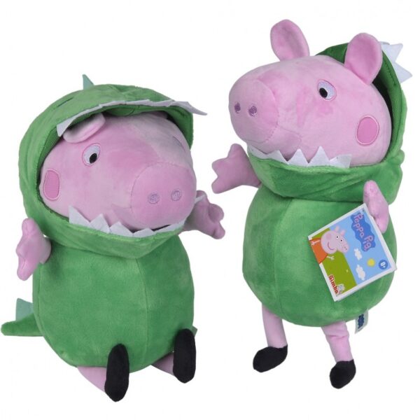 9261015 DR Plyšové prasátko Peppa v kostýmu dinosaura 28 cm