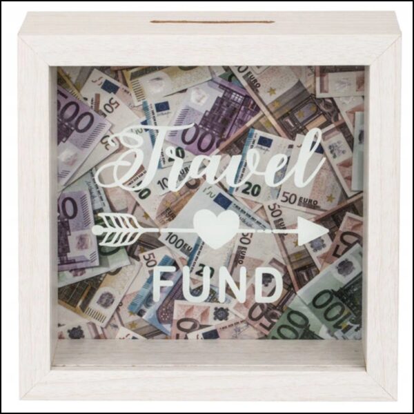 144319 DR Dřevěná pokladnička - Travel Fund