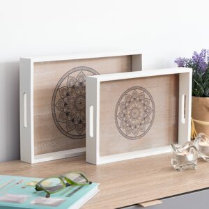 Dřevěné podnosy Mandala (2 kusy)