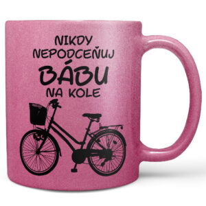 Hrnek Bába na kole (růžový) (Náplň hrníčku: Žádná)
