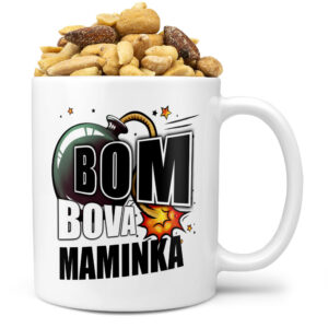 Hrnek Bombová maminka (Náplň hrníčku: Směs slaných oříšků)