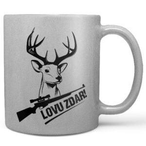 Hrnek Lovu zdar – puška (stříbrný) (Náplň hrníčku: Žádná)