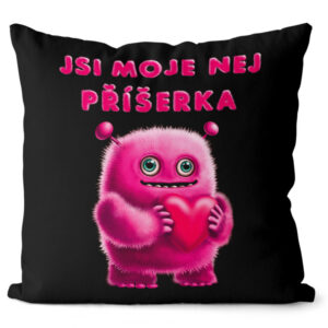 Polštář Moje příšerka – růžová (Velikost: 55 x 55 cm)