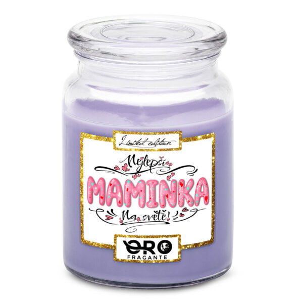 Svíčka Nejlepší maminka – pink (Vůně svíčky: Levandule)