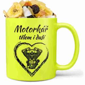 FLUO Hrnek Motorkář tělem i duší (Náplň hrníčku: Tropická směs)