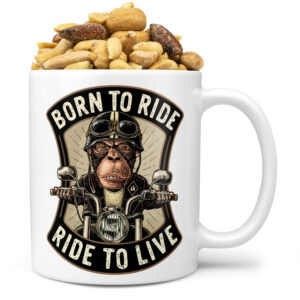 Hrnek Born to ride (Náplň hrníčku: Směs slaných oříšků)