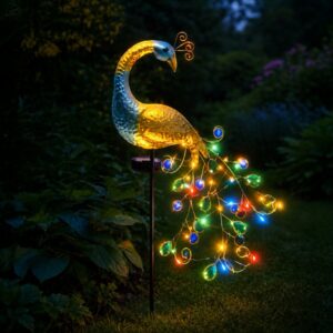 Zahradní solární lampa páv