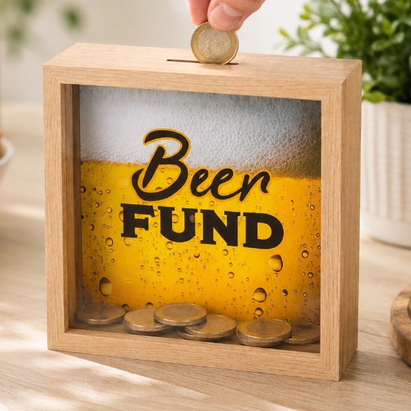 Dřevěná pokladnička Beer Fund