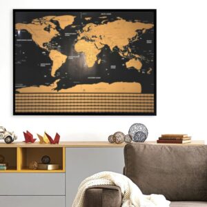 Stírací mapa světa Deluxe ( chybějící krytky na tubusu )